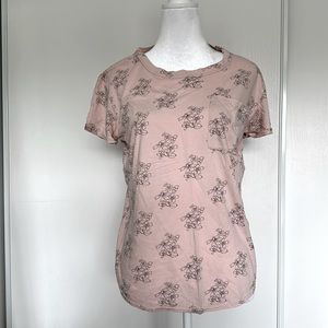 Rebecca Taylor pink & brown cotton floral shirt - XS